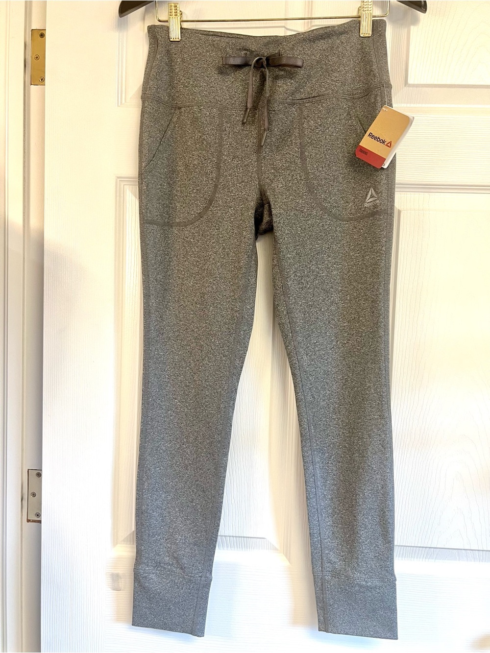 Reebok Women's Gray Heather Drawstring Jogger Leggings